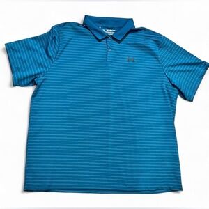 Under Armour Men's Teal Striped Polo Shirt Golf Outdoor Big and Tall Size 3x